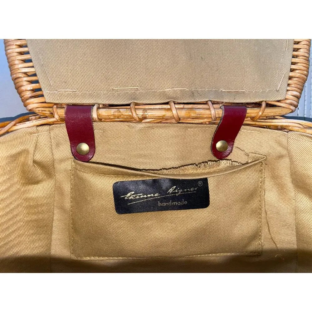Vintage Etienne Aigner Wicker Fishing Creel Style 1950s–1960s MCM Purse - READ - Picture 6 of 16
